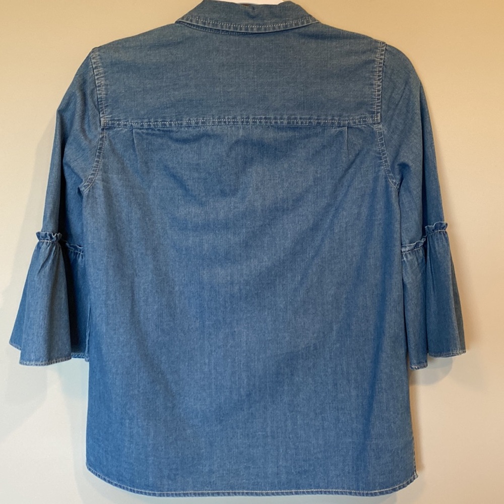 Draper James Chambray Bell Sleeves Button Down Sz 0 - Picture 9 of 11